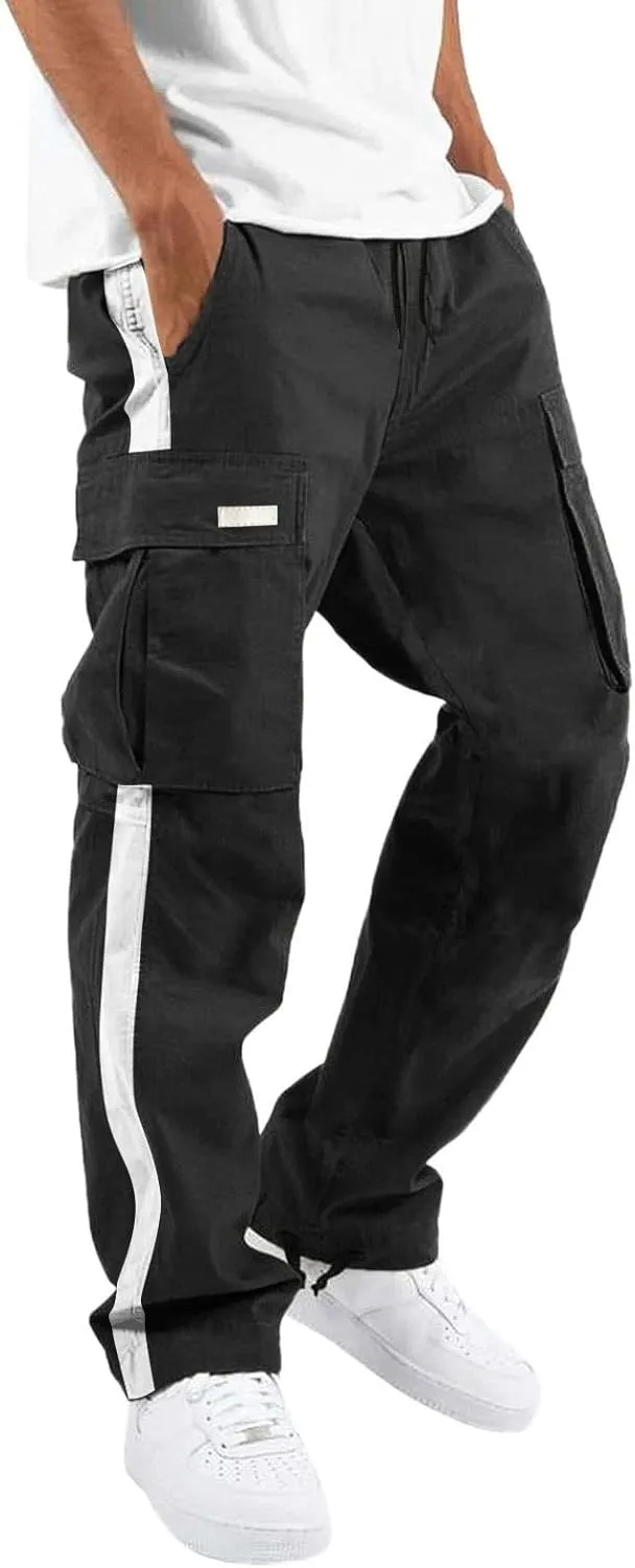 Cargo Pants for Men Relaxed Fit Mens Cargo Pants Athletic Pants Baggy High Waisted Open Bottom Sweatpants Track Pants