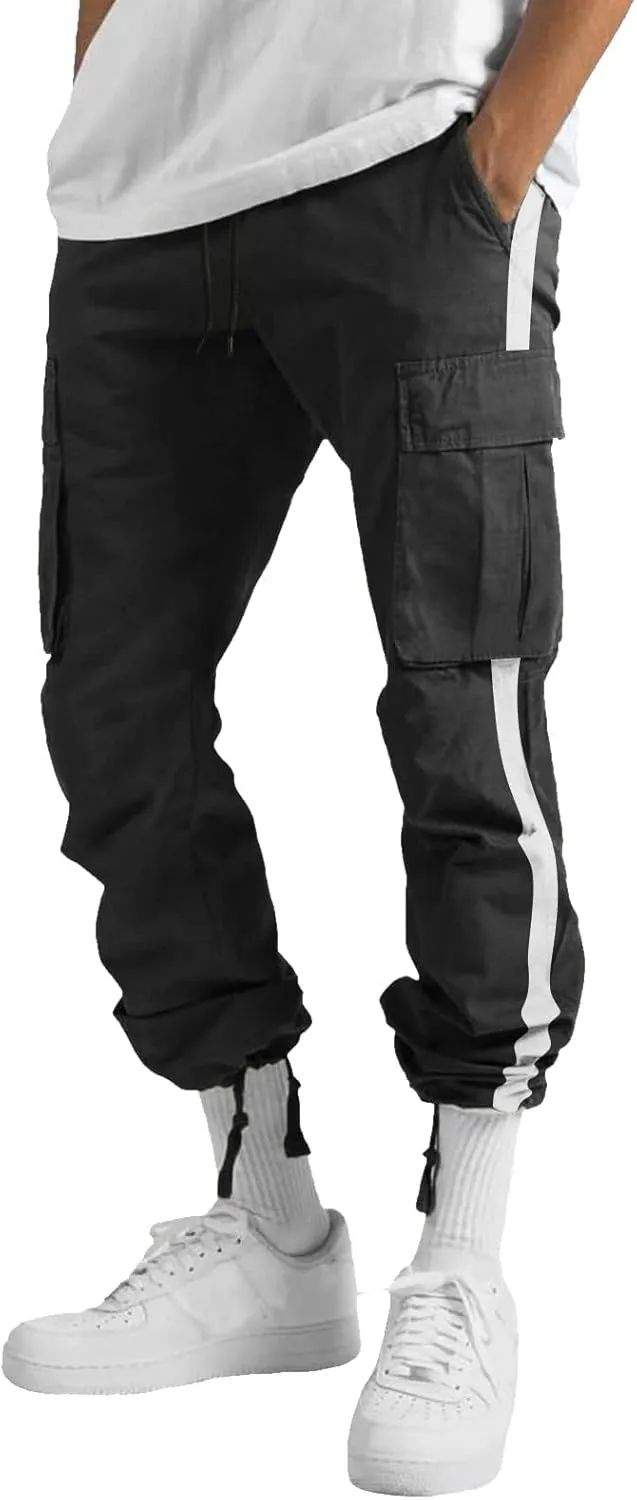 Cargo Pants for Men Relaxed Fit Mens Cargo Pants Athletic Pants Baggy High Waisted Open Bottom Sweatpants Track Pants