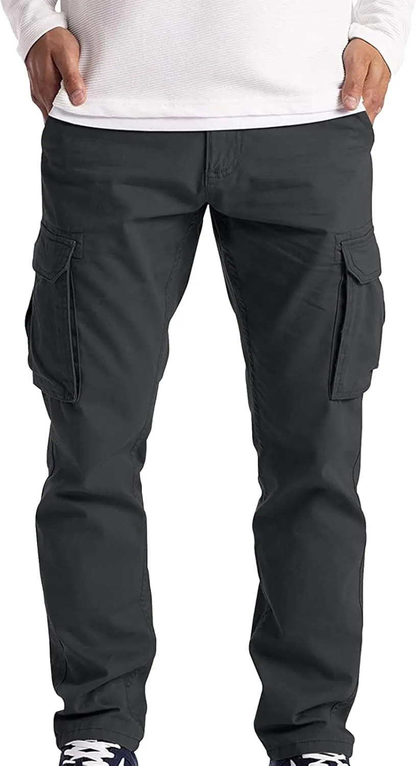 Cargo Pants for Men Relaxed Fit Mens Cargo Pants Men's Stretch Workout Baggy Fleece Pants Slim Fit Athletic Pant with