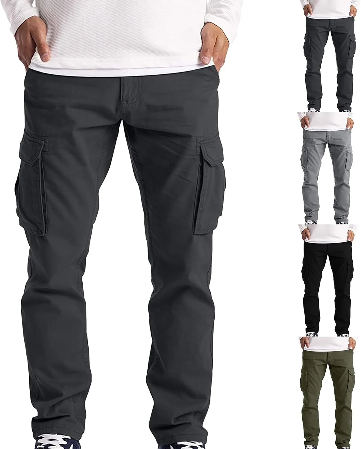Cargo Pants for Men Relaxed Fit Mens Cargo Pants Men's Stretch Workout Baggy Fleece Pants Slim Fit Athletic Pant with