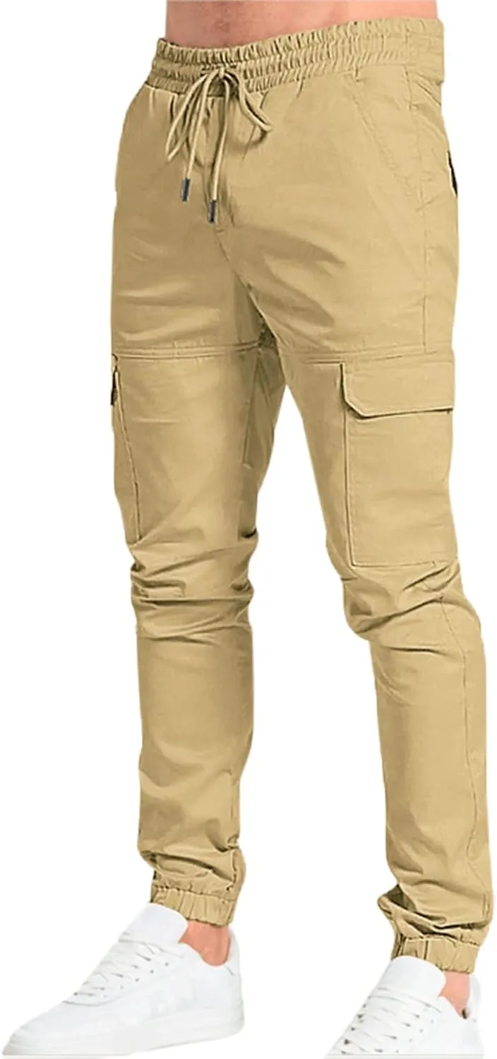 Cargo Pants for Men Relaxed Fit Mens Cargo Pants with Pockets Open Bottom Athletic Pants for Workout Running Training
