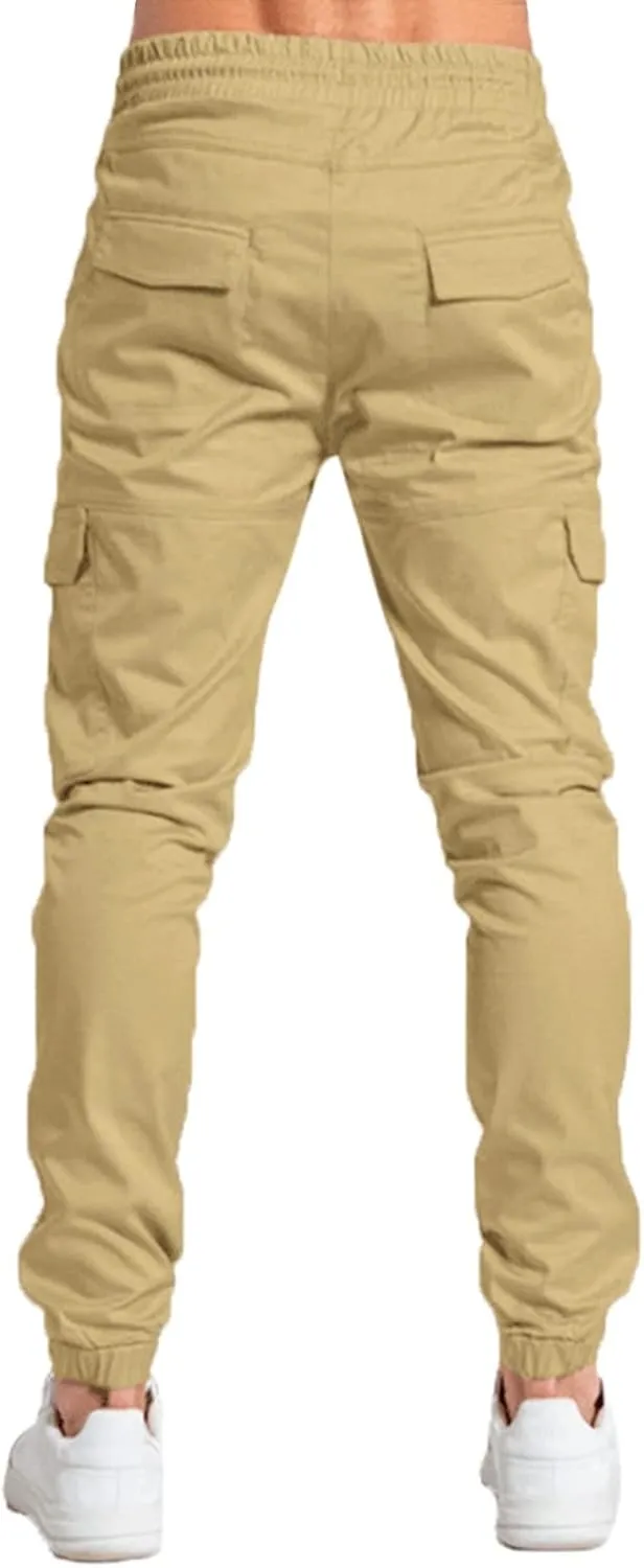 Cargo Pants for Men Relaxed Fit Mens Cargo Pants with Pockets Open Bottom Athletic Pants for Workout Running Training