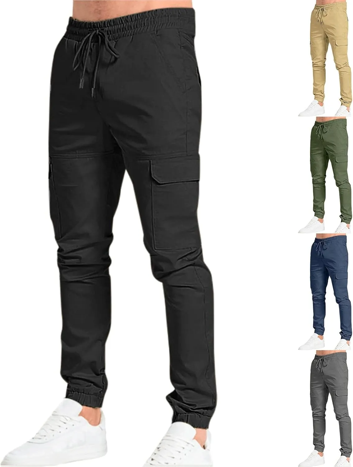 Cargo Pants for Men Relaxed Fit Mens Cargo Pants with Pockets Open Bottom Athletic Pants for Workout Running Training