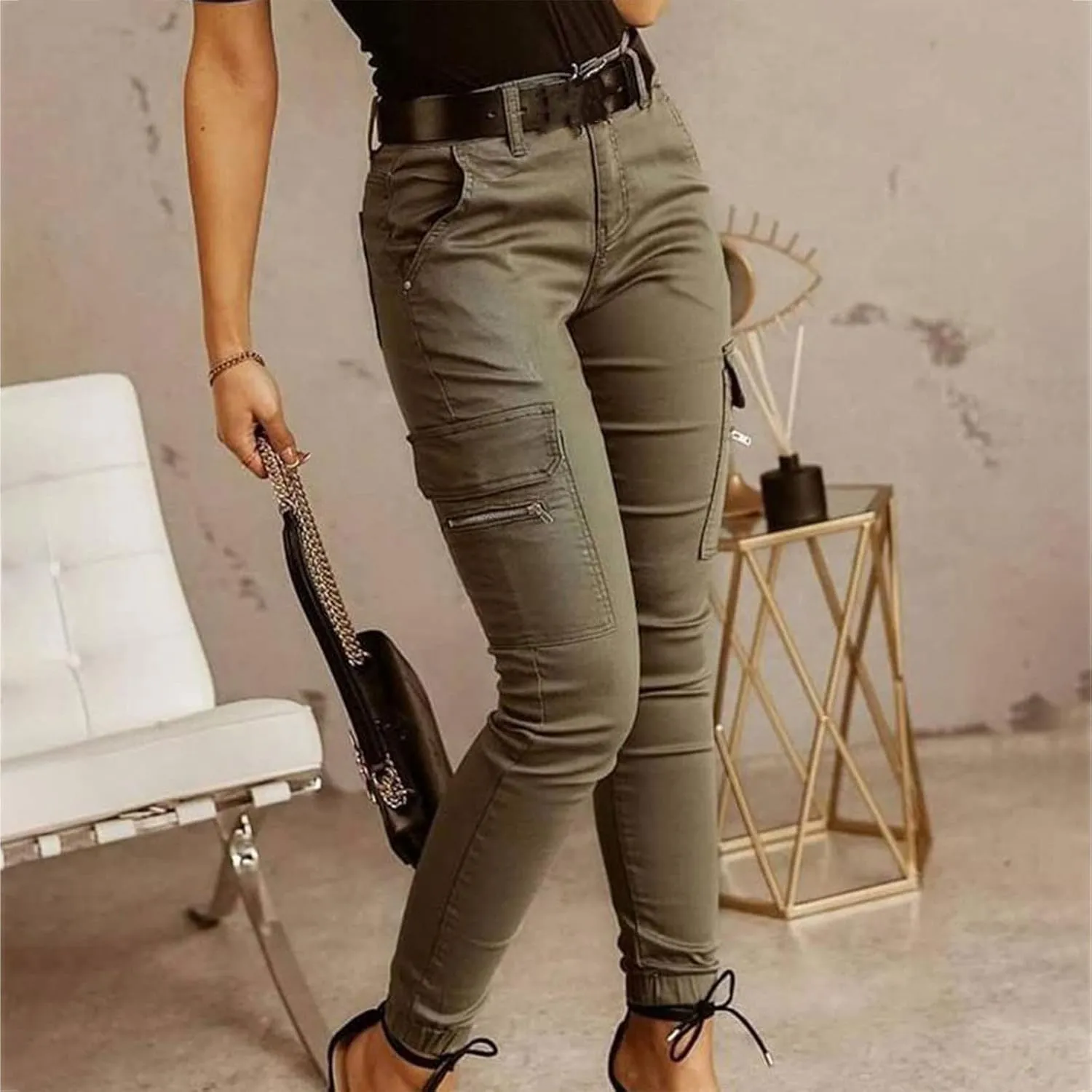 Cargo Pants Women Joggers Stretch Skinny Pants High Waisted Hiking Pants Tactical Pants Military Combat Cargo Pants