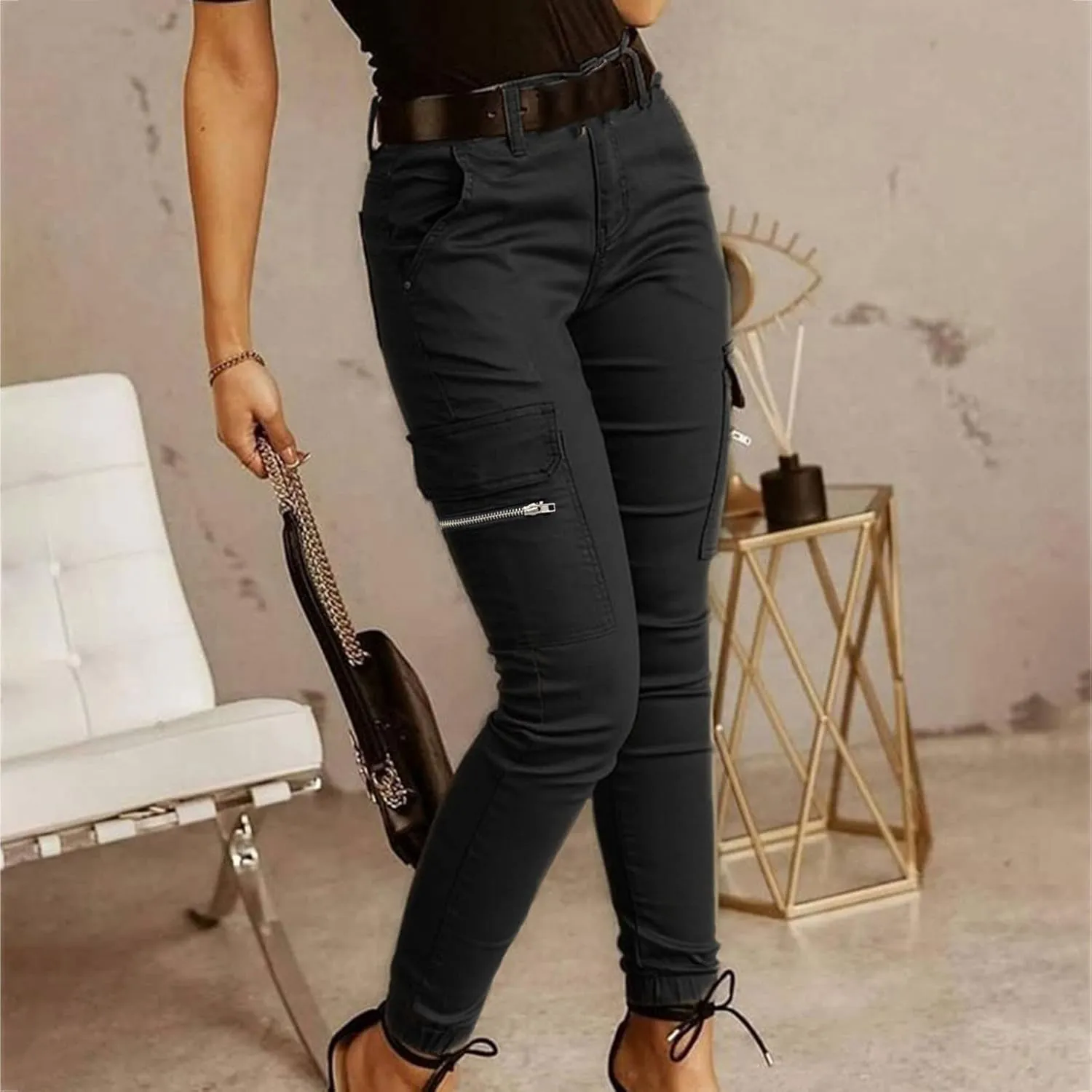 Cargo Pants Women Joggers Stretch Skinny Pants High Waisted Hiking Pants Tactical Pants Military Combat Cargo Pants