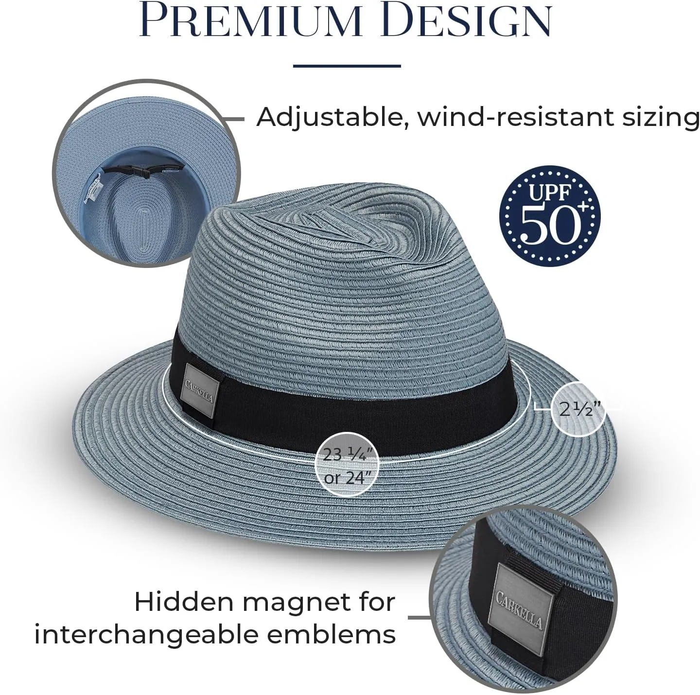 CARKELLA by Wallaroo Men’s Fairway Fedora – UPF 50 , UV Sun Protection, Packable and Adjustable Sizes – Classic Resort Style