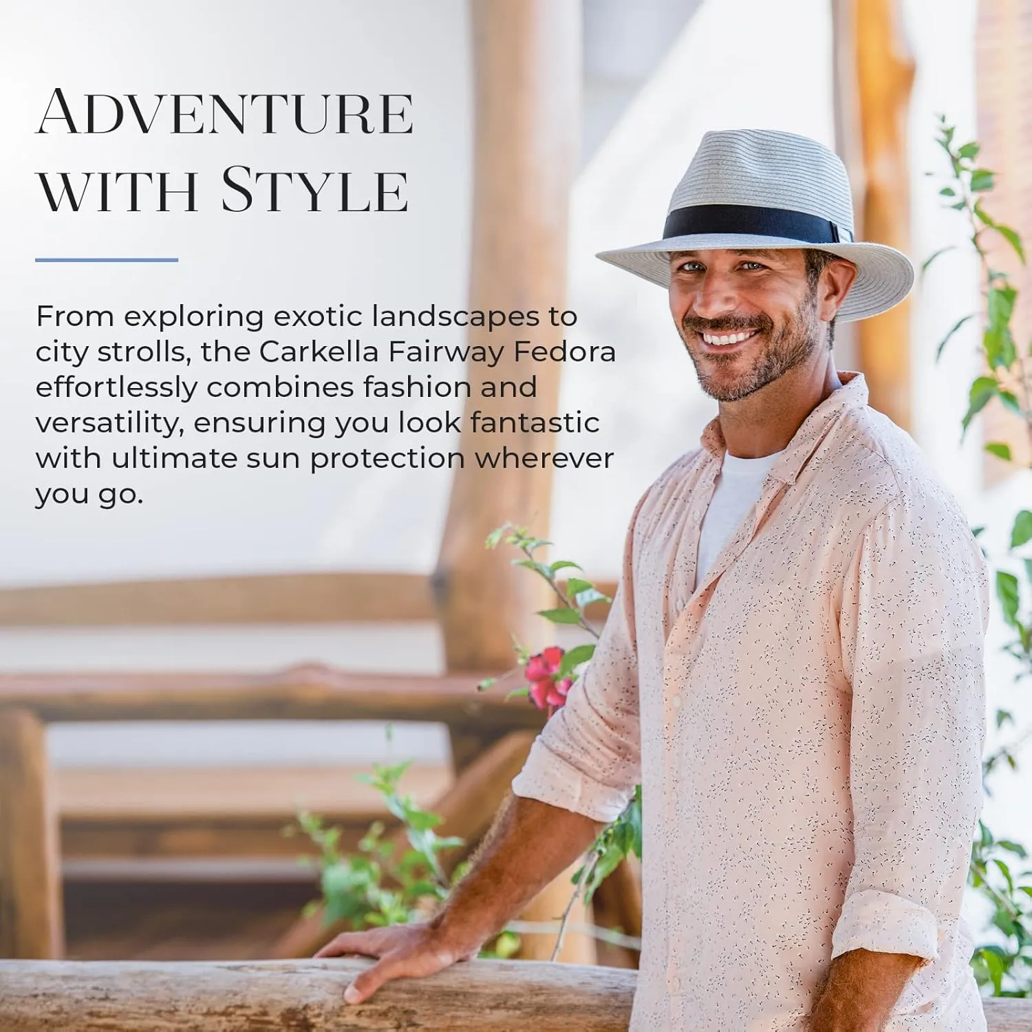 CARKELLA by Wallaroo Men’s Fairway Fedora – UPF 50 , UV Sun Protection, Packable and Adjustable Sizes – Classic Resort Style