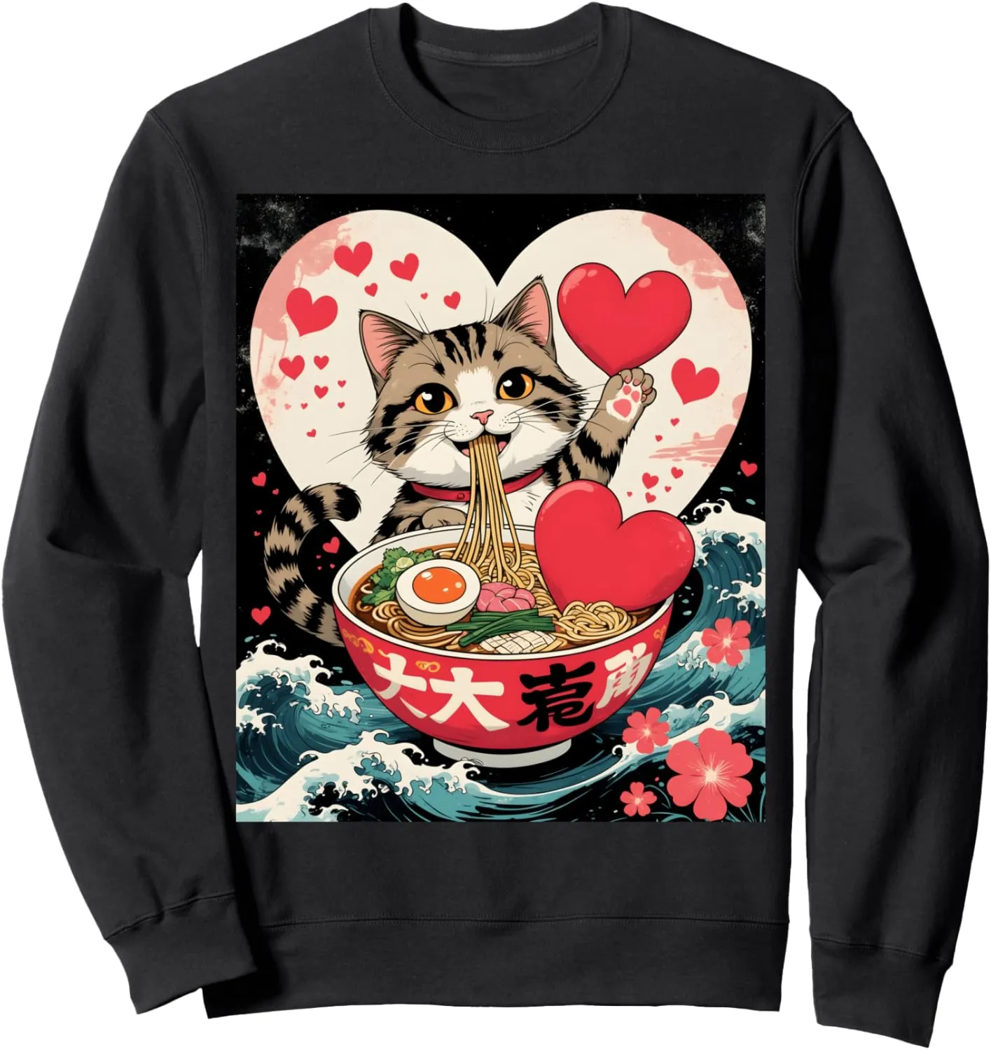 Cat Ramen Japanese Funny Graphic Tees Kawaii Cat Anime Gifts Sweatshirt