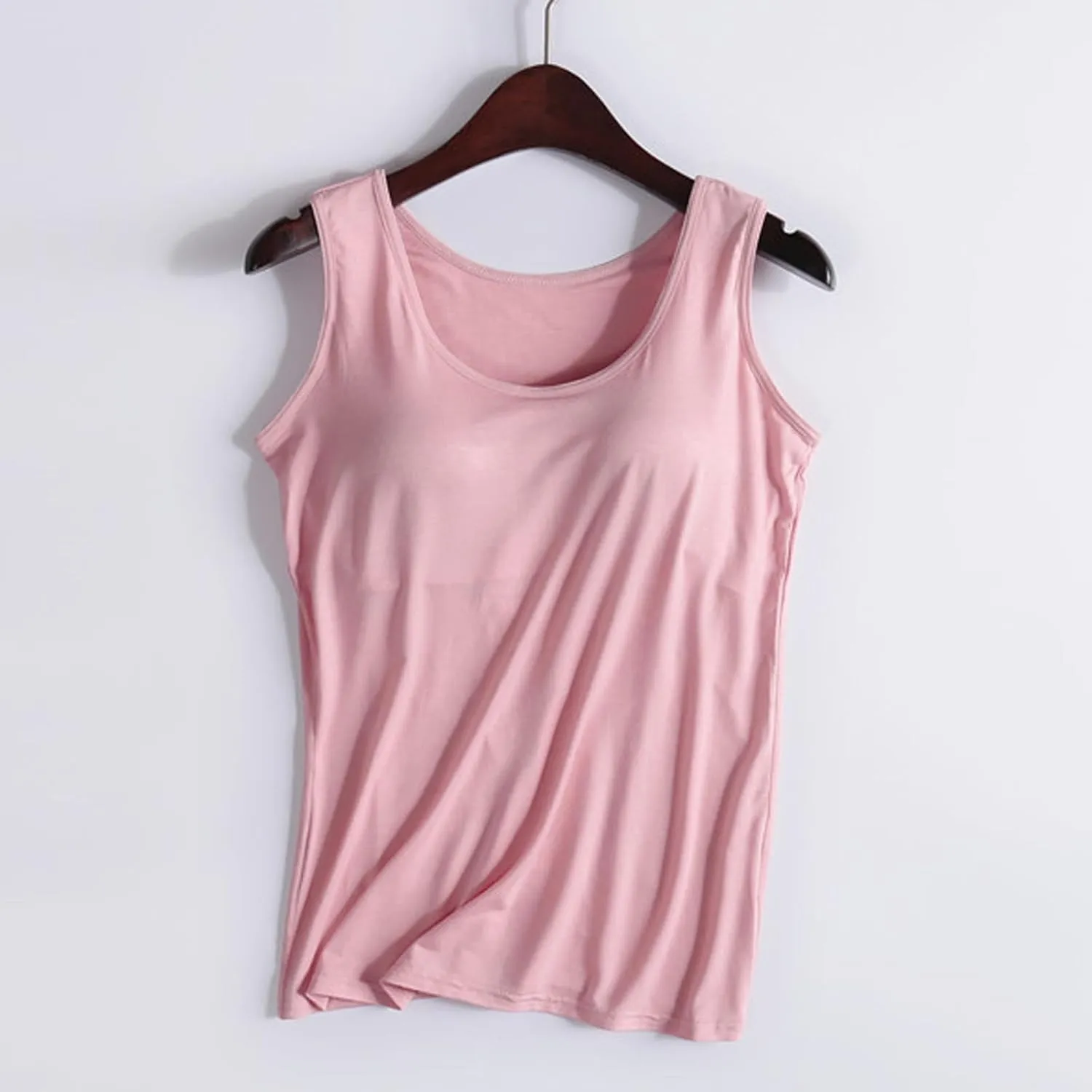 Classic Built-in-Bra Tank Tops for Women Stretchy Sleeveless Shirts Comfort Sleeveless Yoga Basic Tees Tanks