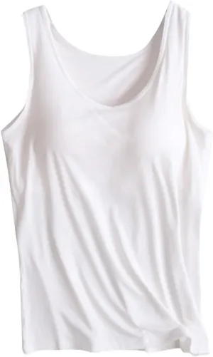 Classic Built-in-Bra Tank Tops for Women Stretchy Sleeveless Shirts Comfort Sleeveless Yoga Basic Tees Tanks