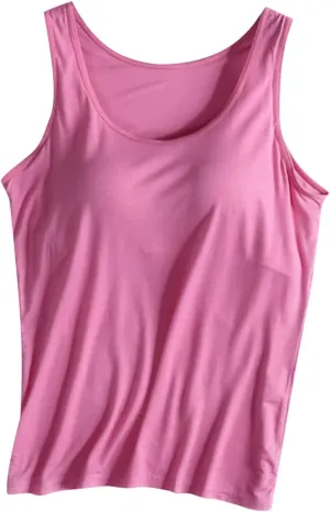 Classic Built-in-Bra Tank Tops for Women Stretchy Sleeveless Shirts Comfort Sleeveless Yoga Basic Tees Tanks