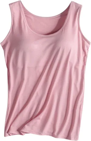 Classic Built-in-Bra Tank Tops for Women Stretchy Sleeveless Shirts Comfort Sleeveless Yoga Basic Tees Tanks