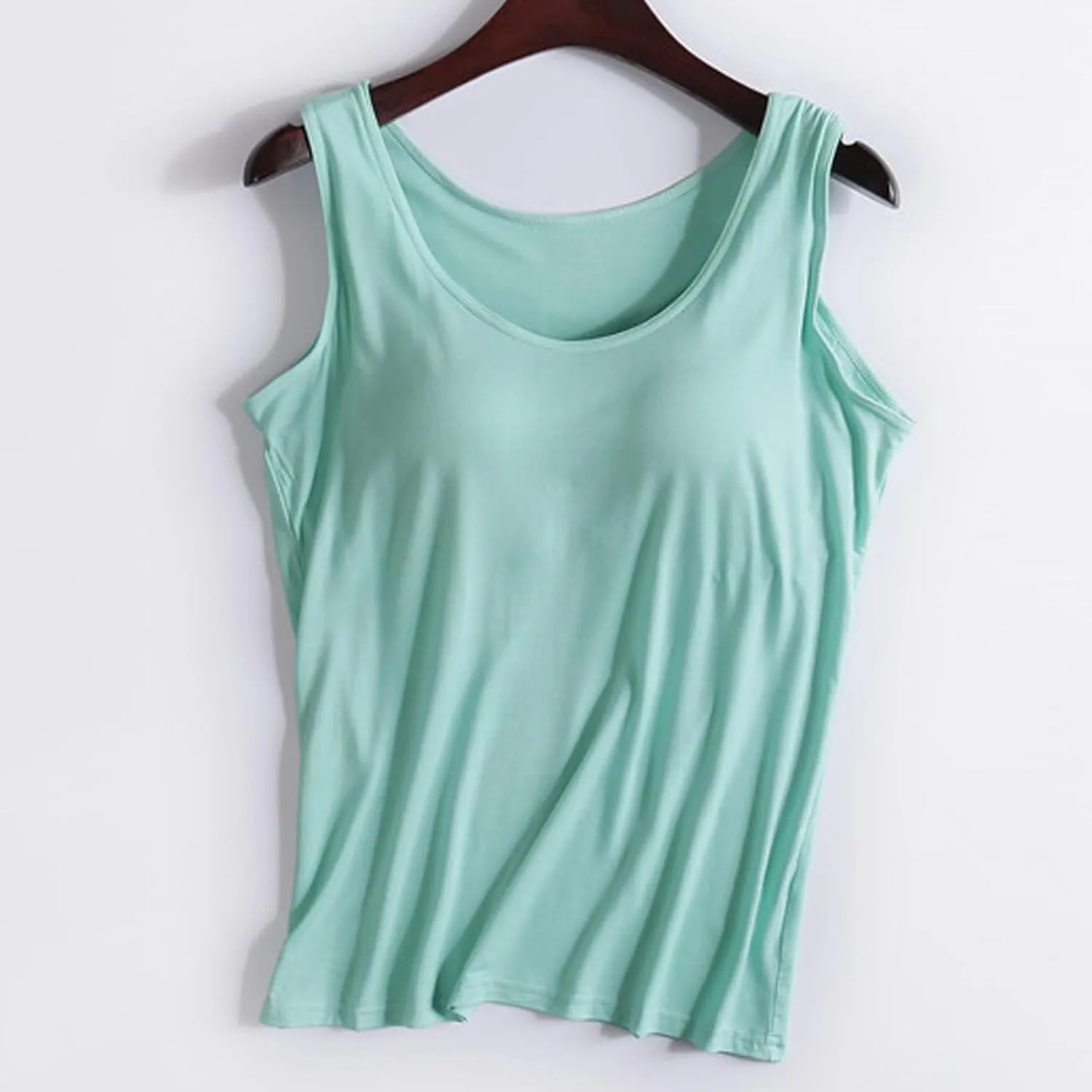 Classic Built-in-Bra Tank Tops for Women Stretchy Sleeveless Shirts Comfort Sleeveless Yoga Basic Tees Tanks