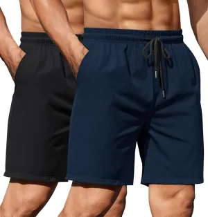 COOFANDY Men's 2 Pack Gym Workout Shorts 7 Inch Athletic Shorts Quick Dry Running Shorts with Pockets
