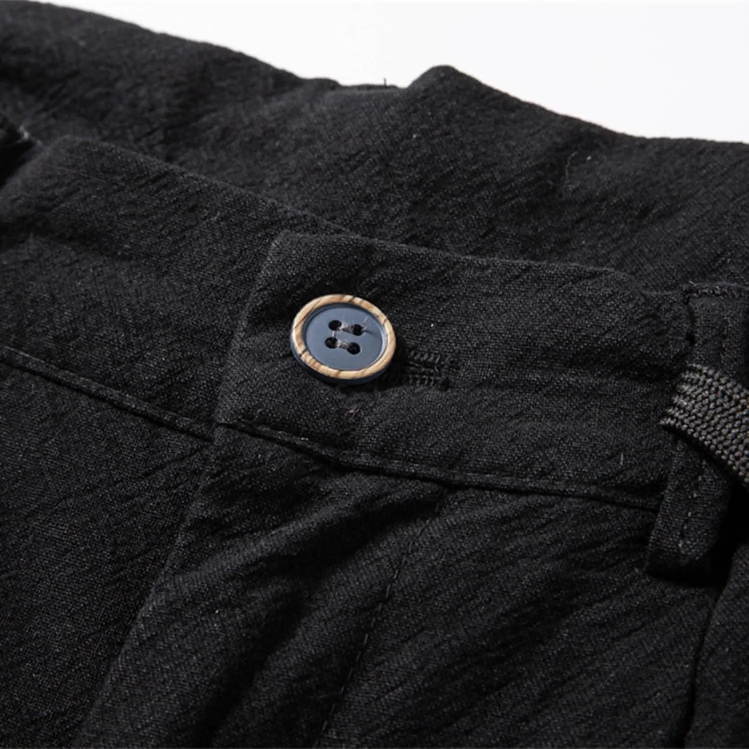 Cotton Linen Pants for Men Beach Summer Casual Elastic Waist Drawstring Pants Lightweight Linen Trousers