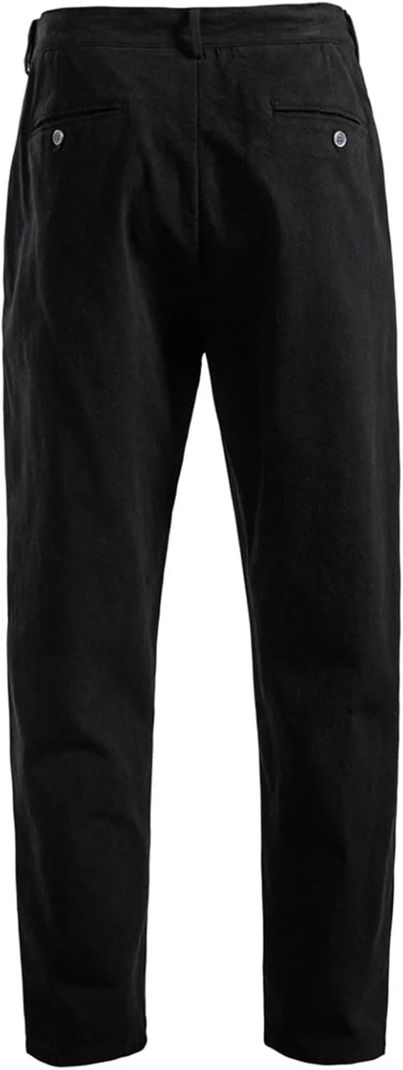 Cotton Linen Pants for Men Beach Summer Casual Elastic Waist Drawstring Pants Lightweight Linen Trousers