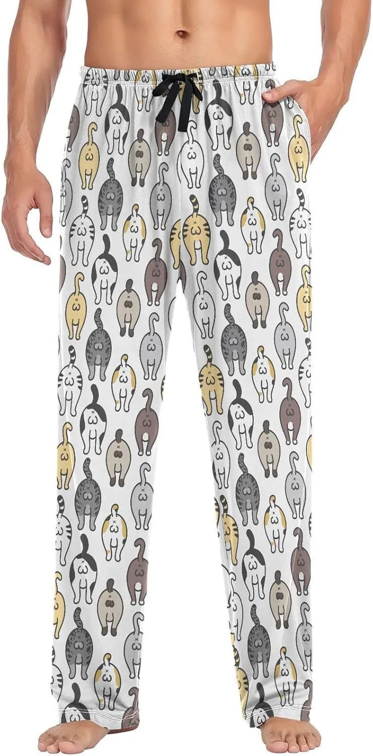 Cute Cat Kitten Butt Doodle Men's Pajama Pants Sleepwear Lounge Pajama Bottoms