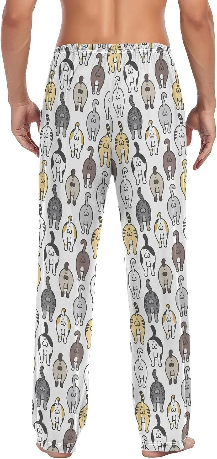 Cute Cat Kitten Butt Doodle Men's Pajama Pants Sleepwear Lounge Pajama Bottoms