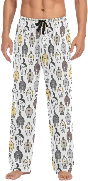 Cute Cat Kitten Butt Doodle Men's Pajama Pants Sleepwear Lounge Pajama Bottoms