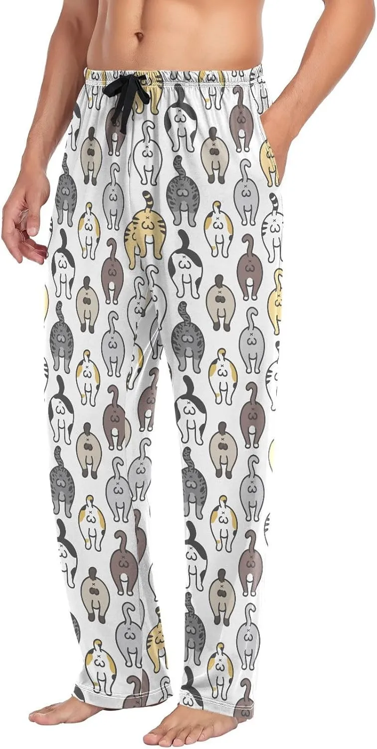 Cute Cat Kitten Butt Doodle Men's Pajama Pants Sleepwear Lounge Pajama Bottoms