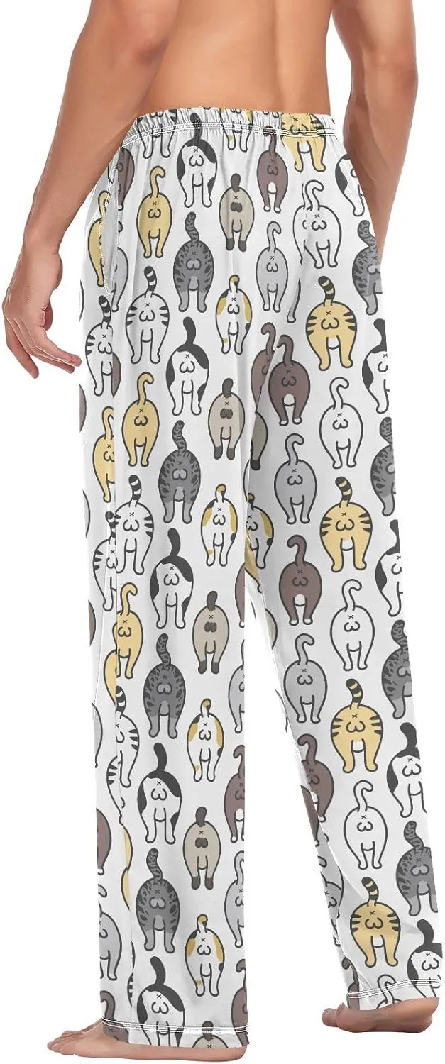 Cute Cat Kitten Butt Doodle Men's Pajama Pants Sleepwear Lounge Pajama Bottoms