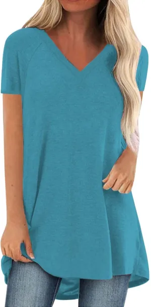 Cute Shirts for Girls 10-12 Years Old Oversized Tee Tops V Neck T Shirts Loose Blouses Summer Tunic Shirts
