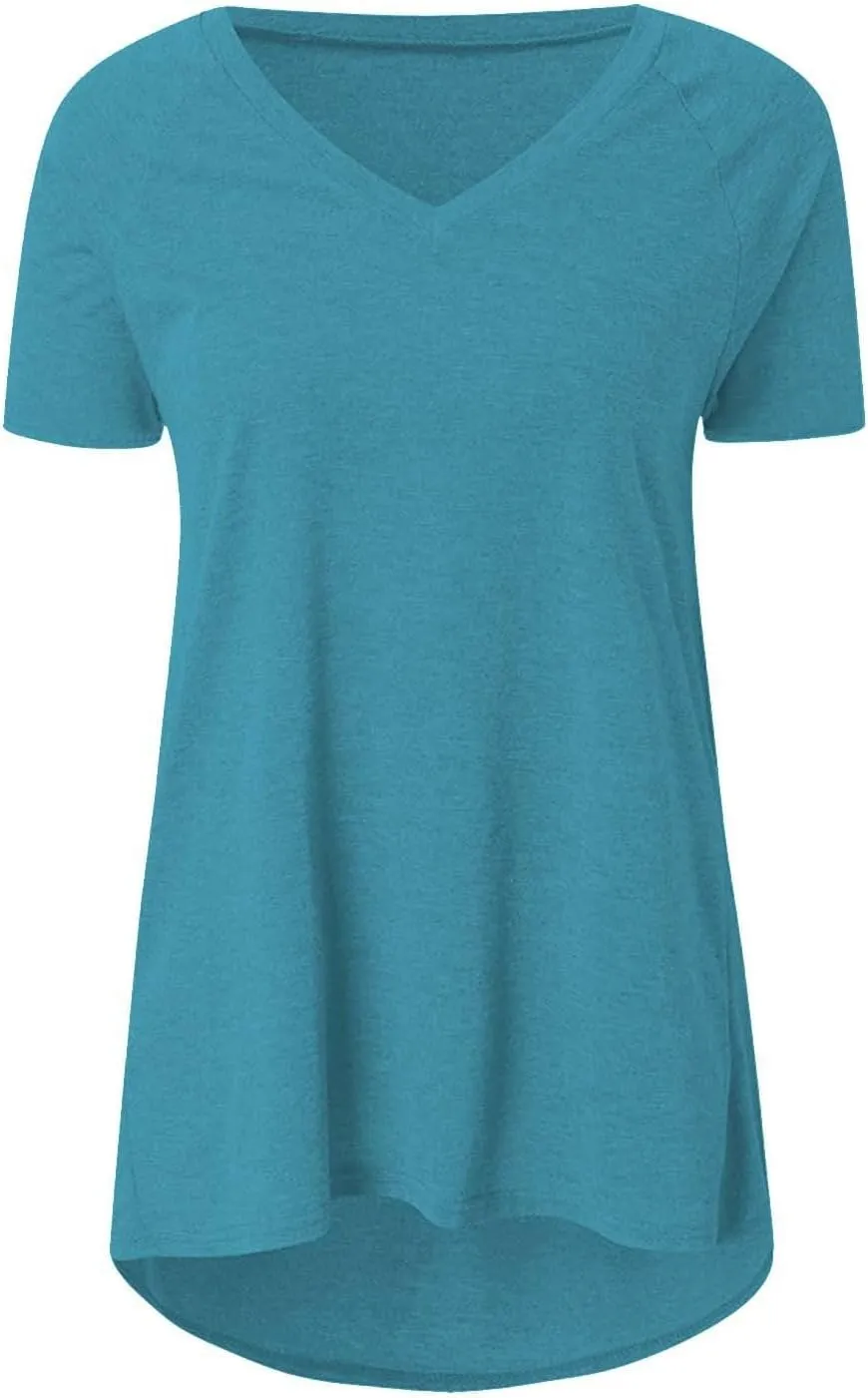 Cute Shirts for Girls 10-12 Years Old Oversized Tee Tops V Neck T Shirts Loose Blouses Summer Tunic Shirts