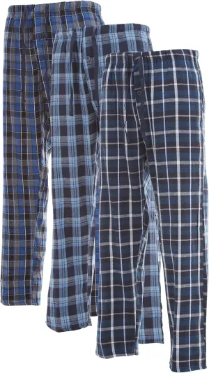 DARESAY 3 Pack: Plaid Pajama Pants For Men Mens Flannel Pajama Pants With Pockets & Button Fly (Up To 3XL)
