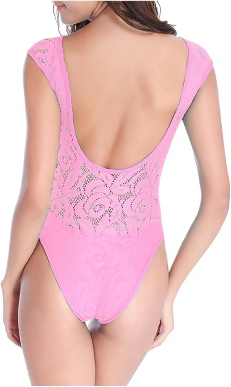 DDAPJ pyju Womens Floral Lace One Piece Swimsuits Sexy Backless V Neck Tummy Control Bathing Suit Push Up Swimwear