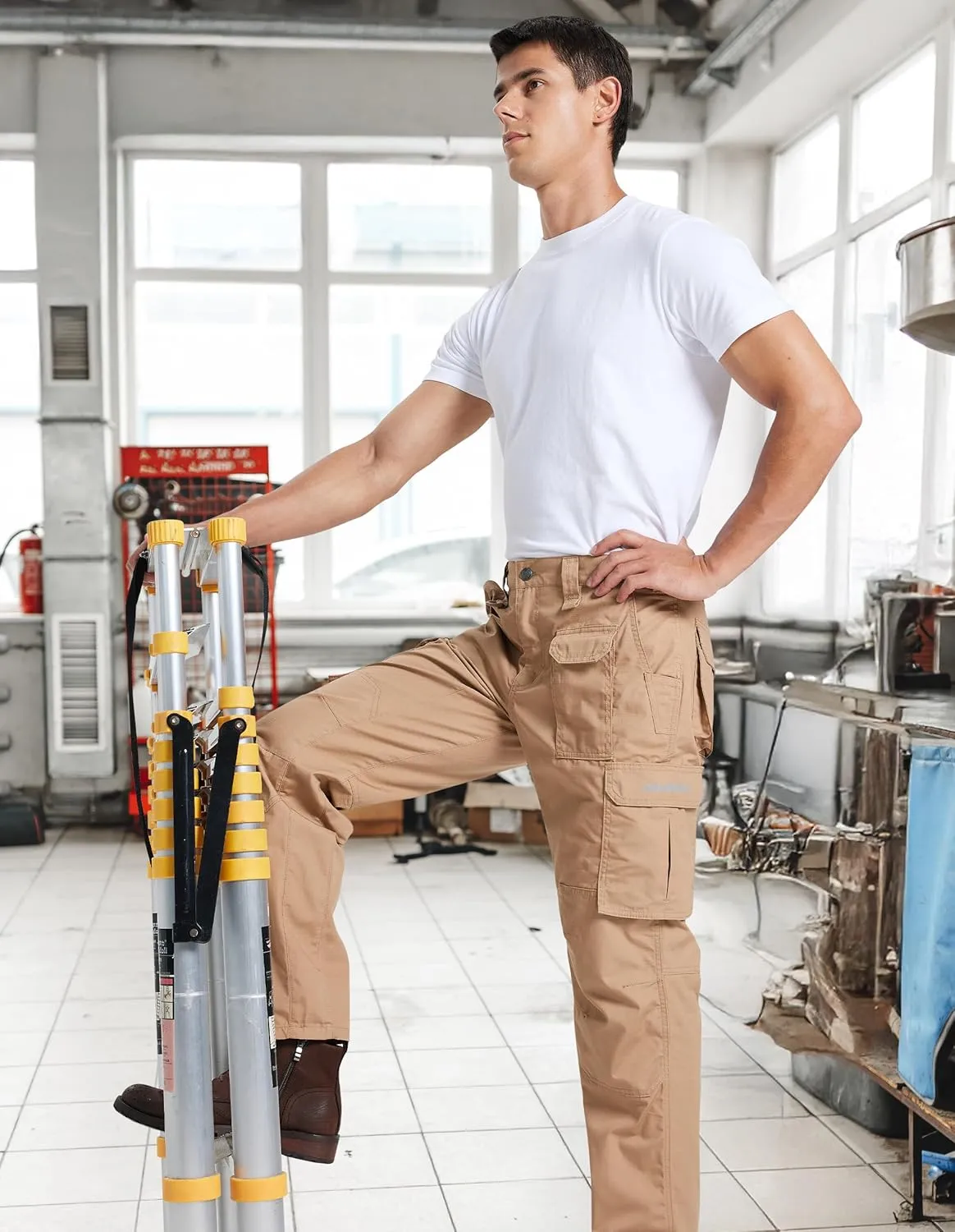 DURAWERK Men's Cargo Pants, Water Resistant Work Pants, Durable Ripstop Tactical Pants, EDC Hiking Pants, Hunting Pants