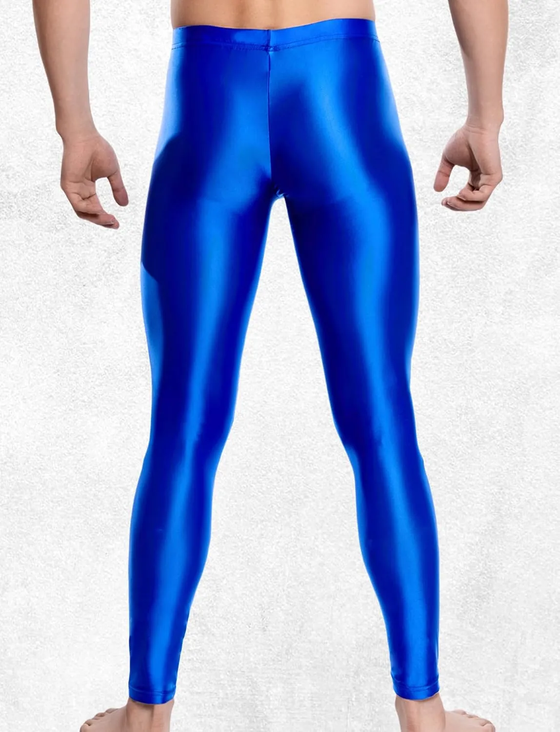 FEOYA Mens Oil Shiny Glossy Compression Pants Stretchy Nylon Smooth Leggings Tights Pants for Yoga Running Gym Workout