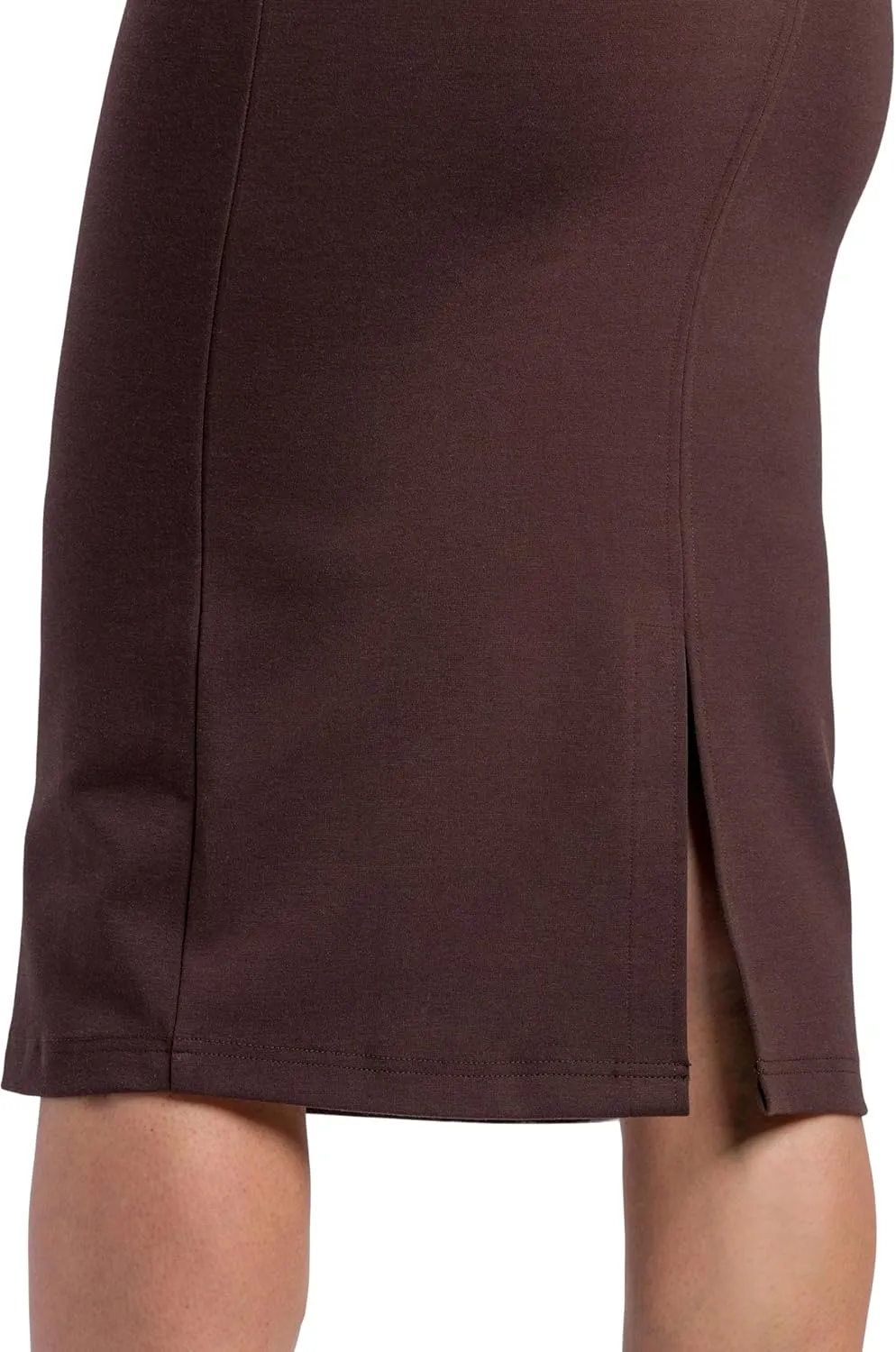 Fishers Finery Women's Ecofabric Ponte Pull On Midi Length Pencil Skirt; Form Fitting