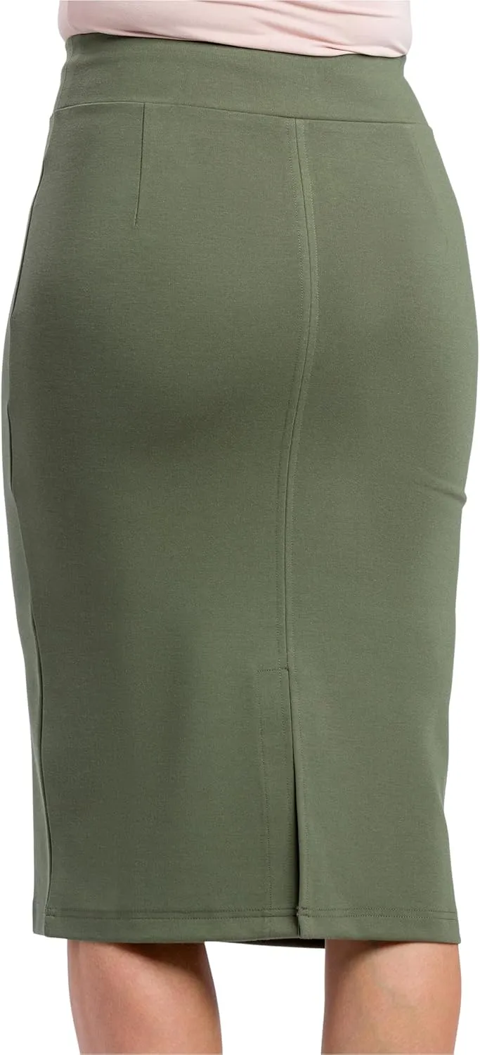 Fishers Finery Women's Ecofabric Ponte Pull On Midi Length Pencil Skirt; Form Fitting