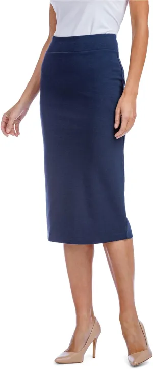 Fishers Finery Women's Ecofabric Ponte Pull On Midi Length Pencil Skirt; Form Fitting