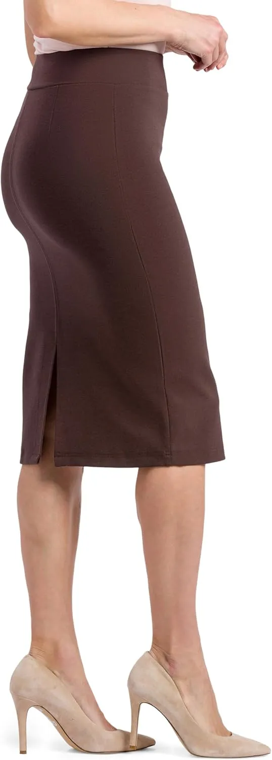 Fishers Finery Women's Ecofabric Ponte Pull On Midi Length Pencil Skirt; Form Fitting