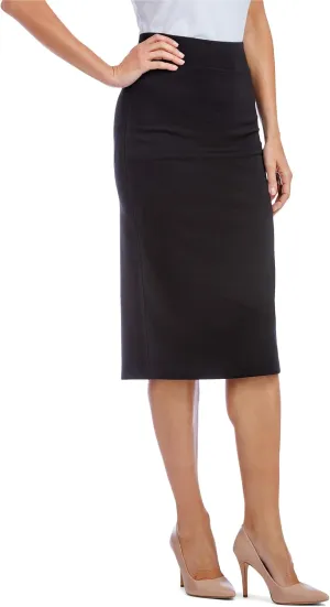 Fishers Finery Women's Ecofabric Ponte Pull On Midi Length Pencil Skirt; Form Fitting