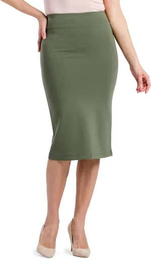 Fishers Finery Women's Ecofabric Ponte Pull On Midi Length Pencil Skirt; Form Fitting