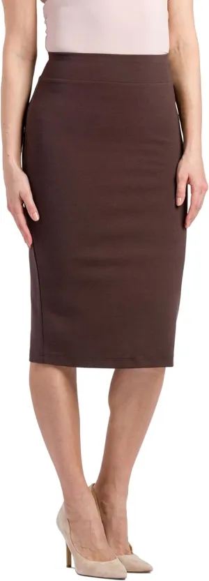 Fishers Finery Women's Ecofabric Ponte Pull On Midi Length Pencil Skirt; Form Fitting