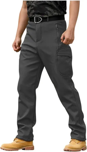 Fleece Lined Cargo Pants for Men Waterproof Ripstop Tactical Pants with Multi Pockets Outdoor Work Hiking Pants Cargo Pants Baggy Cargo Pants Upland Pants Pantalones Cargo Cargo Sweat Pants