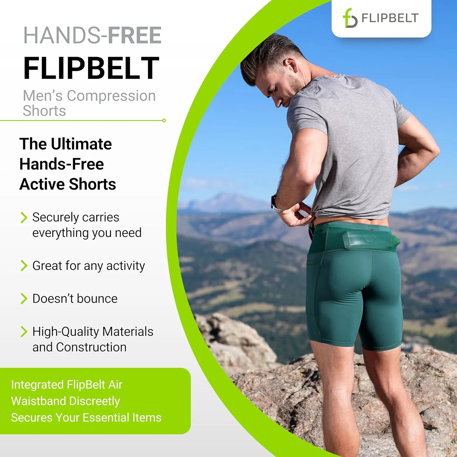 FlipBelt Men's Running Compression Shorts with Pockets - Secure Your Phone, Keys and Even Water Bottles - USA Small Business