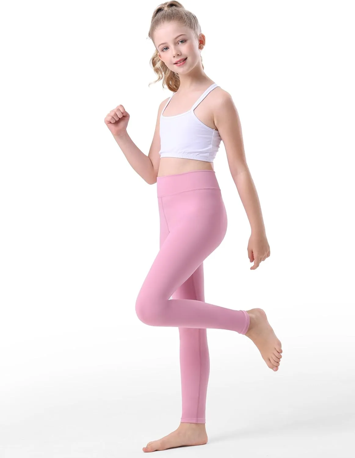 Girls Athletic Leggings Kids Yoga Pants High Waisted Active Dance Running Workout Leggings