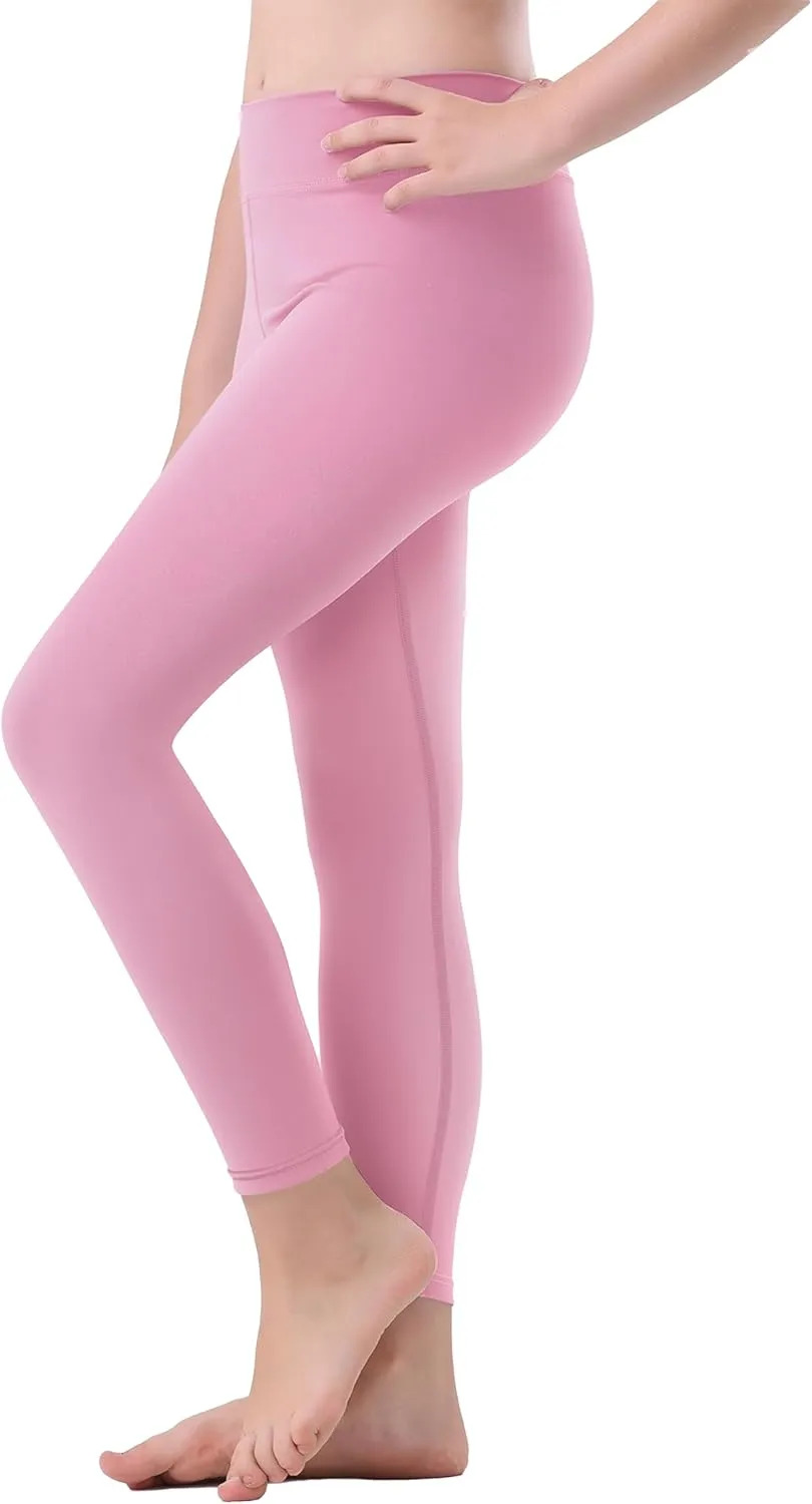 Girls Athletic Leggings Kids Yoga Pants High Waisted Active Dance Running Workout Leggings