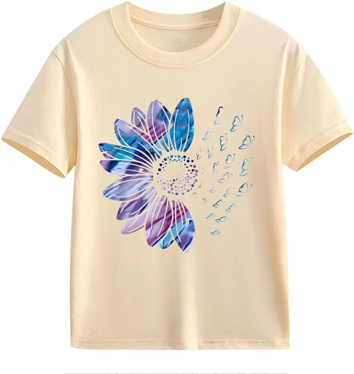 Girls Cute Graphic Tees Sunflower T-Shirt 3/4 Sleeve Aesthetic Blouse for Girls Cute Tops Crewneck T-Shirt Tees Blouses
