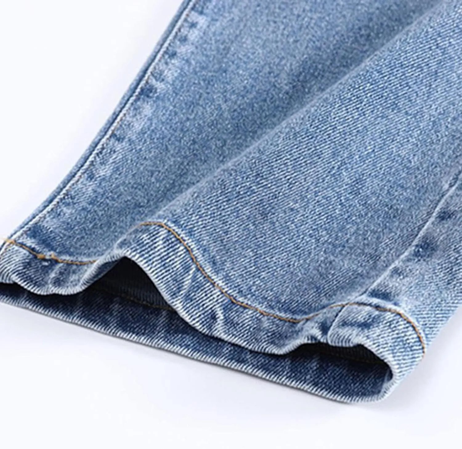 Girls Jeans Pants Wide Leg Denim Pant Ripped High Waist Elastic Band Casual Pants with Pockets Baggy Jeans for Kids