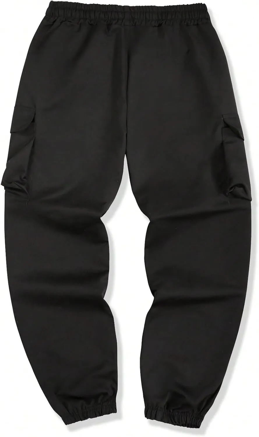GORGLITTER Men's Japanese Pants Graphic Cargo Joggers Pants Stacked Sweatpants Y2K Streetwear