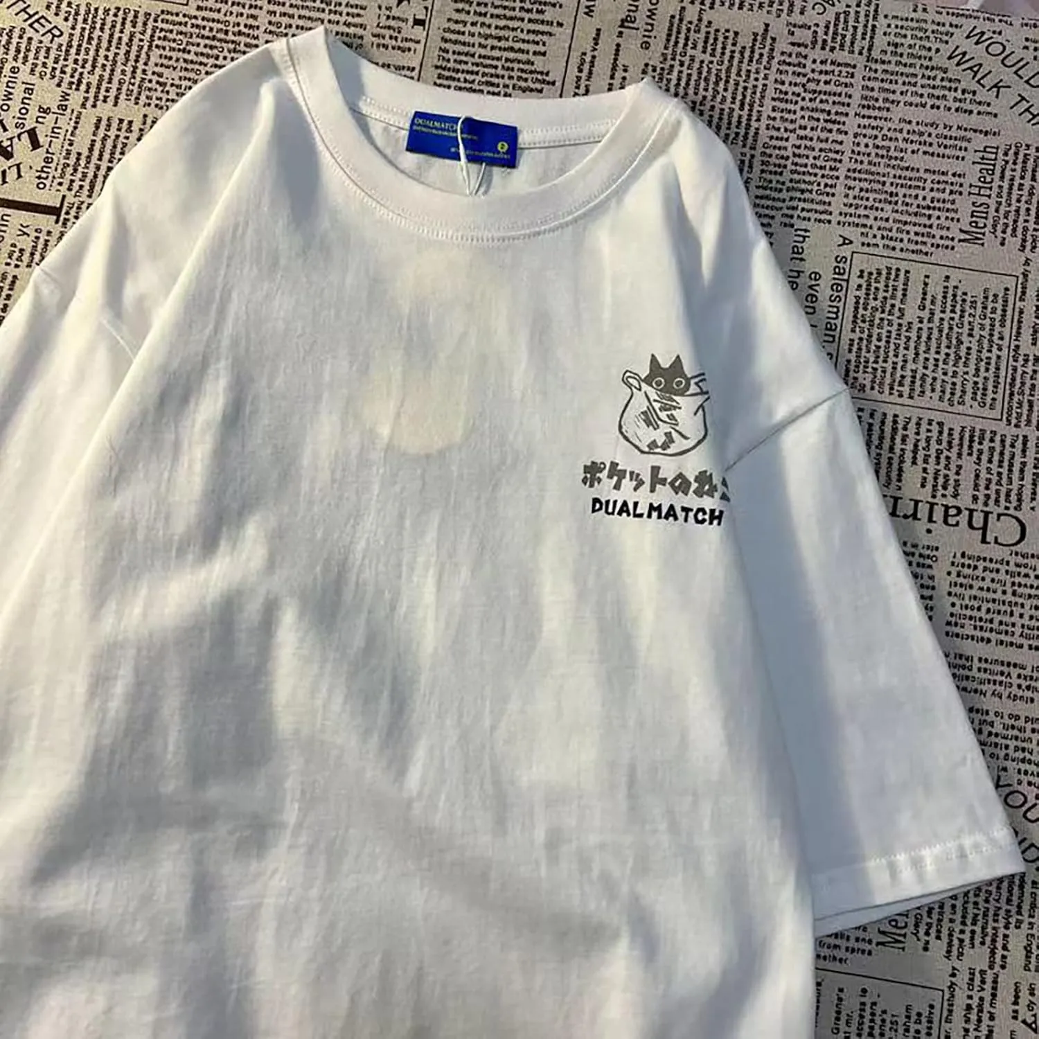 Gothic Oversized Printed T-Shirt Harajuku Street Trend Men and Women's Personality Loose Print Punk Short Sleeve