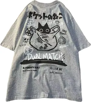 Gothic Oversized Printed T-Shirt Harajuku Street Trend Men and Women's Personality Loose Print Punk Short Sleeve
