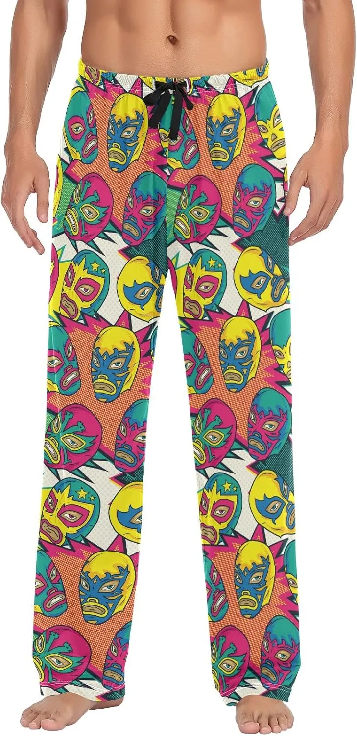 GuoChe Colorful Mexican WrestlePajama Pants for Men Pajama Bottoms Mens Lounge Pants L