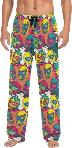 GuoChe Colorful Mexican WrestlePajama Pants for Men Pajama Bottoms Mens Lounge Pants L