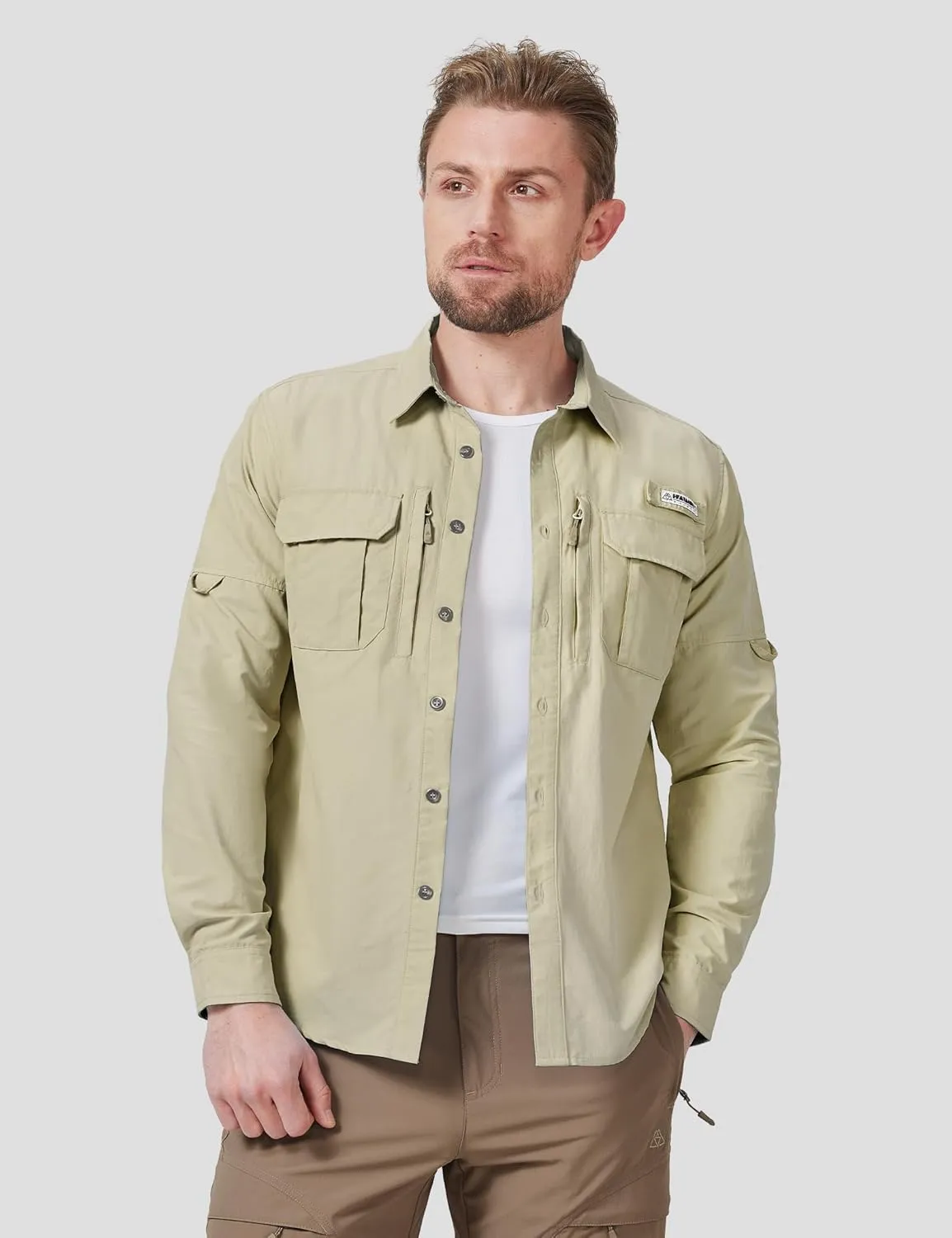 Haimont Men's Sun Protection Button Down Shirts Long Sleeve Hiking Fishing Travel Shirt Quick Dry Outdoor Top